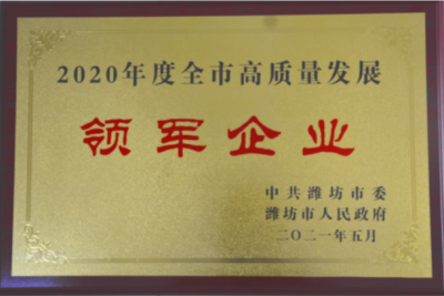 2003网站太阳集团医药下属山东2003网站太阳集团药业喜获潍坊市“高质量生长领军企业”声誉称呼